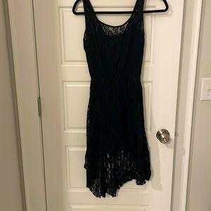 Black lace high low dress